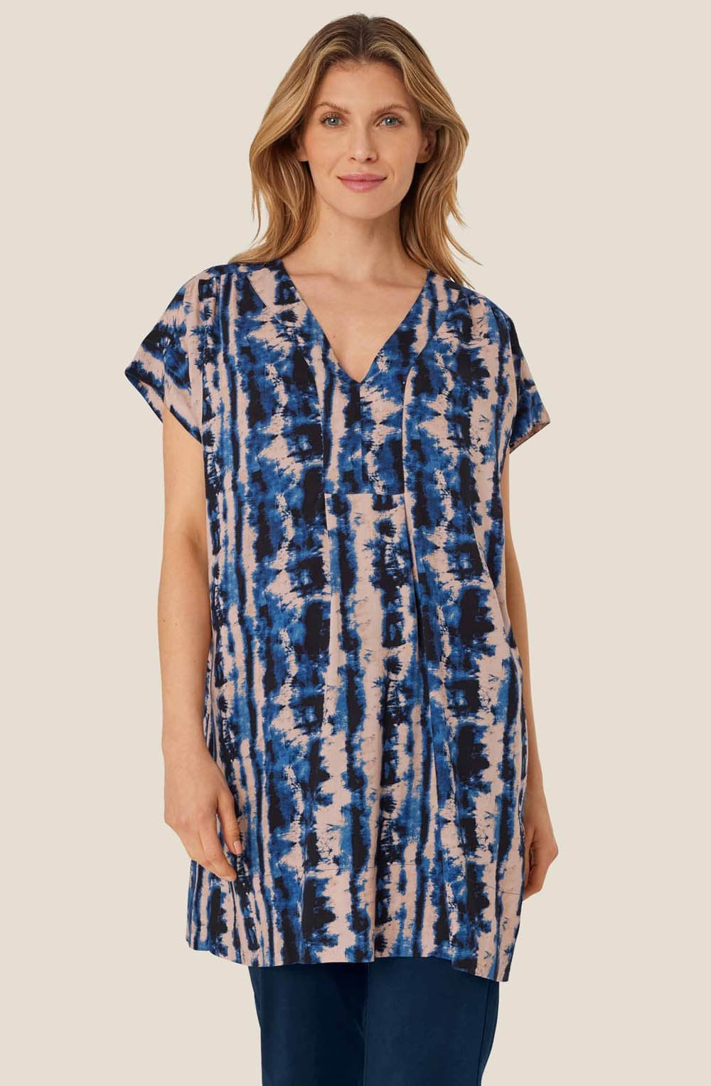 MaGolshan Navy Peony Tunic