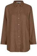 MaIdette Chestnut Oversized Linen Shirt