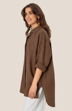 MaIdette Chestnut Oversized Linen Shirt