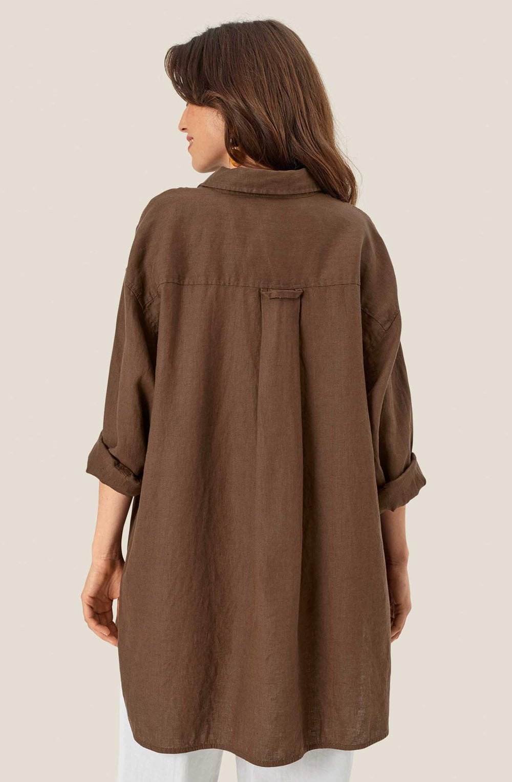 MaIdette Chestnut Oversized Linen Shirt