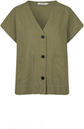 MaIdoro Dusky Green Linen Oversized Shirt