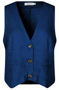 MaJordyn Navy Peony Linen Waistcoat