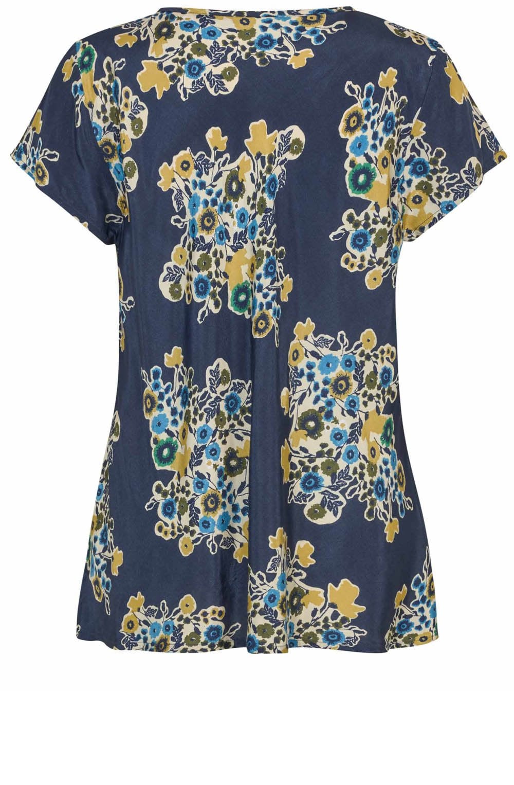 MaKallo Mood Indigo Floral V Neck Blouse