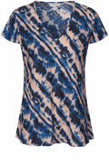 MaKallo Navy Peony V Neck Blouse