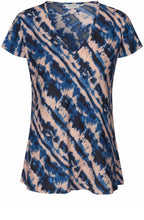 MaKallo Navy Peony V Neck Blouse