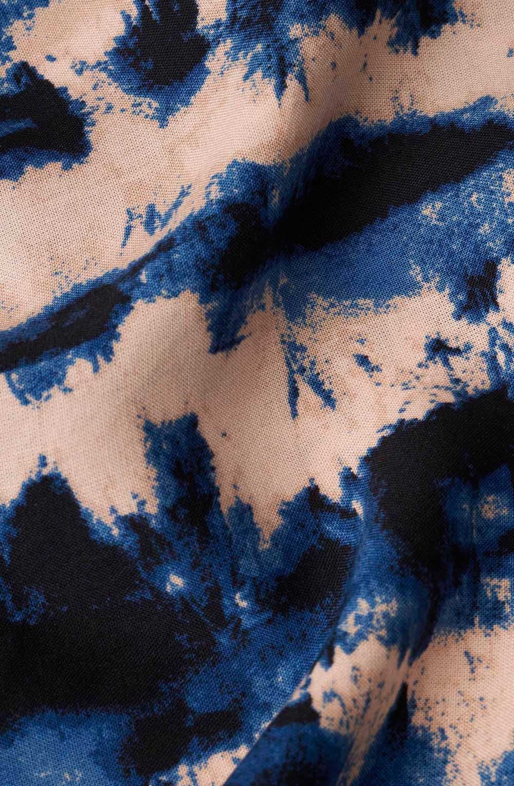 MaKallo Navy Peony V Neck Blouse