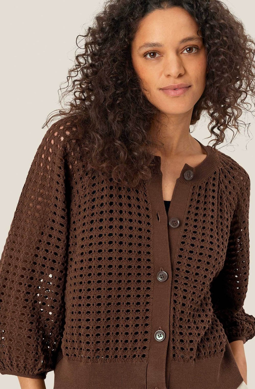 MaLakker Chestnut Open Weave Cardigan