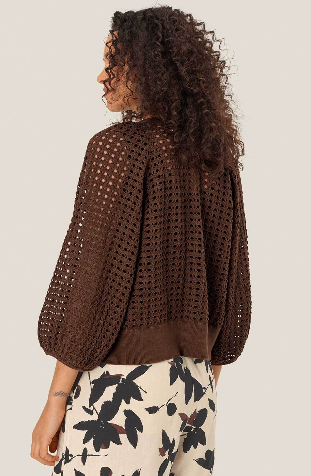 MaLakker Chestnut Open Weave Cardigan