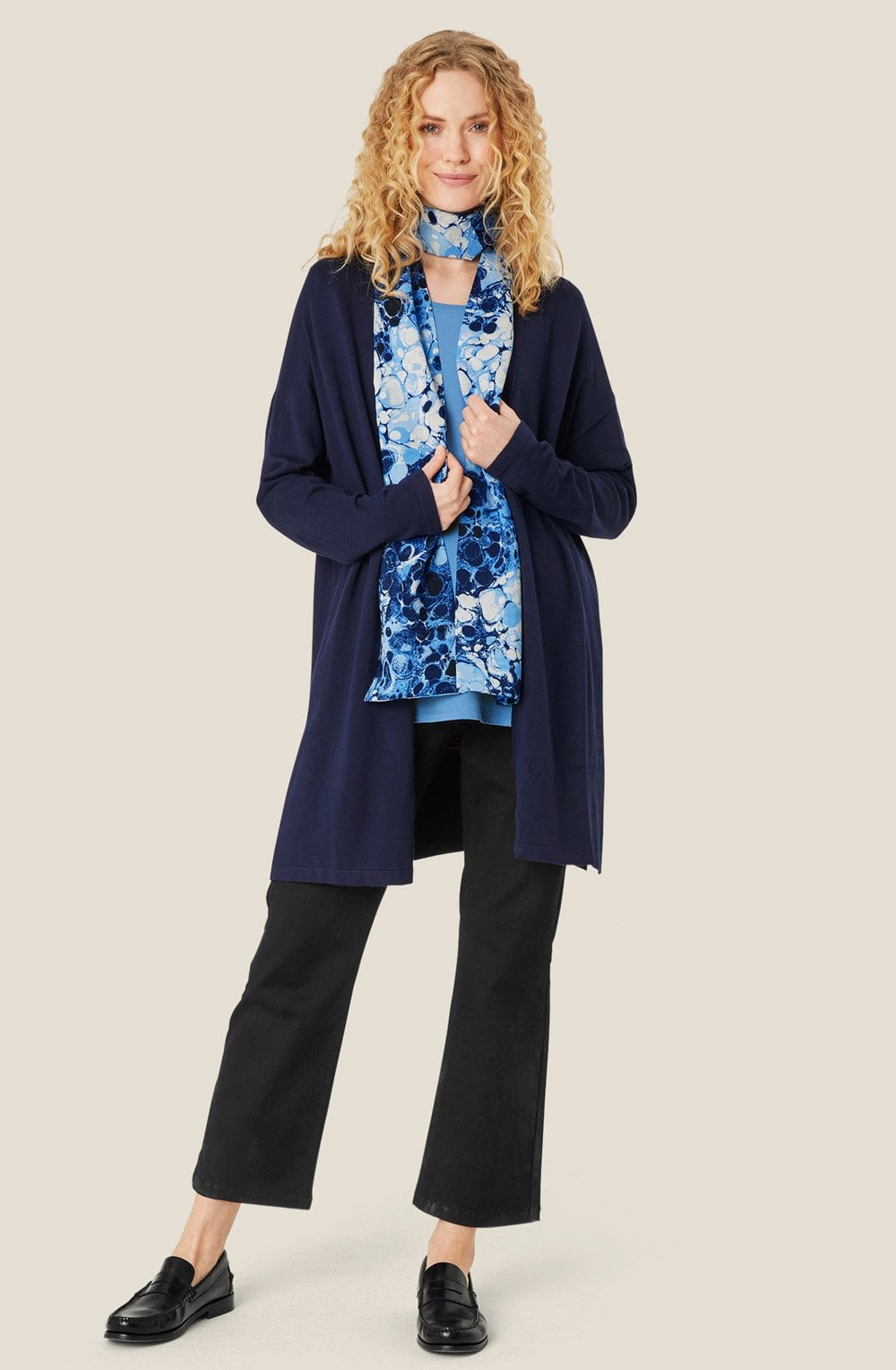 MaLon Maritime Blue Long Line Cardigan