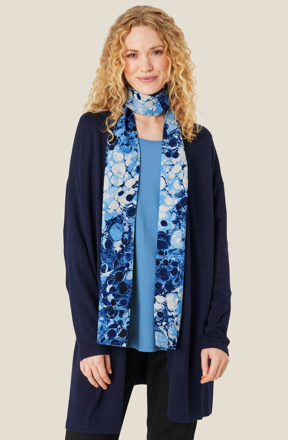 MaLon Maritime Blue Long Line Cardigan