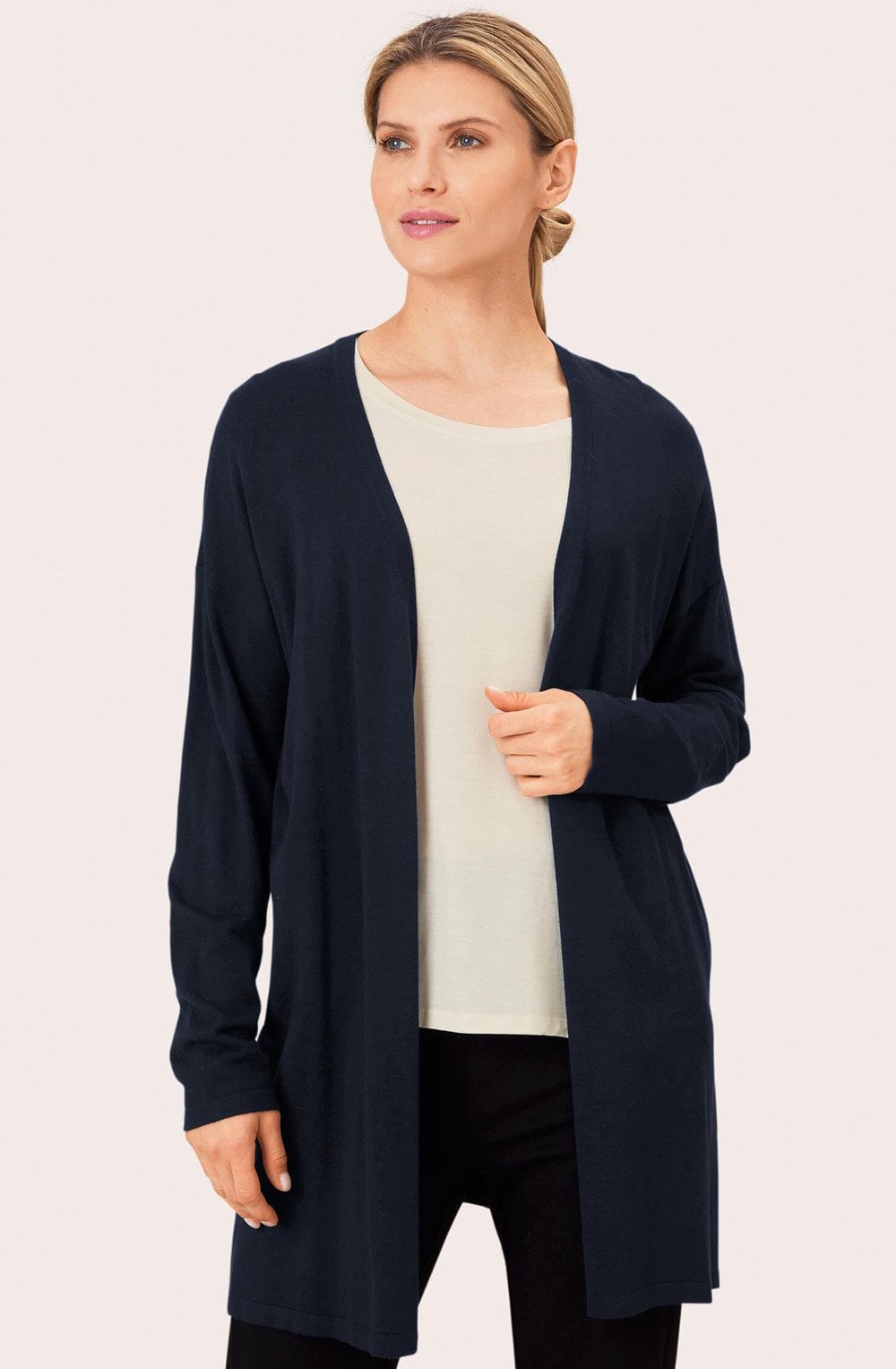 MaLon Maritime Blue Long Line Cardigan