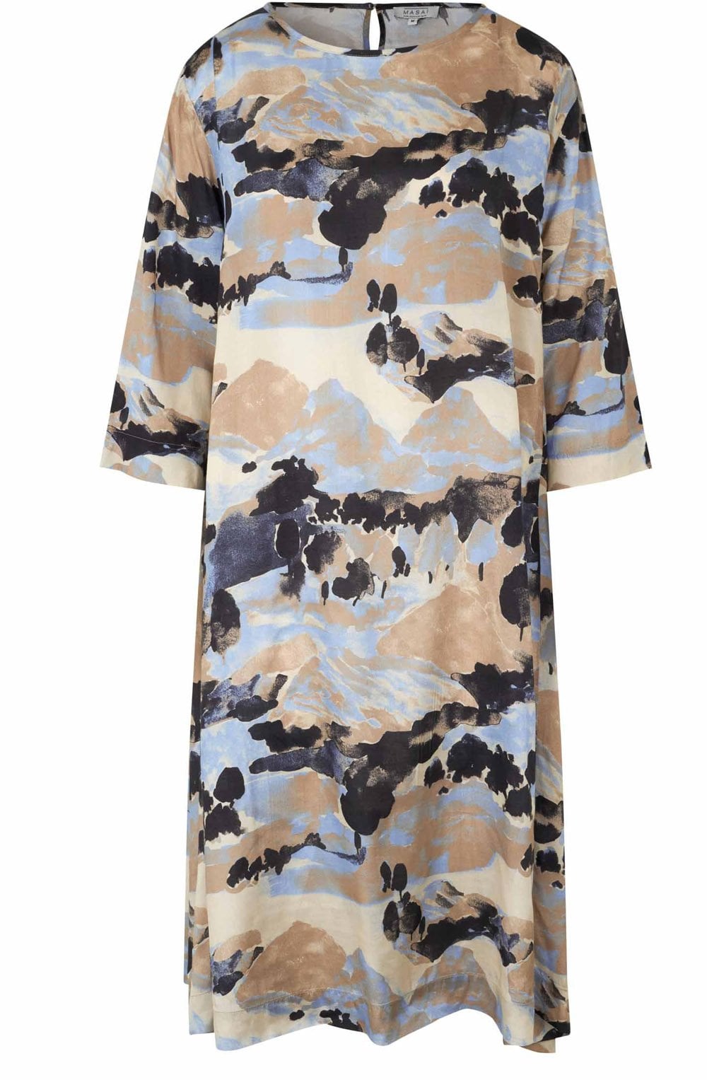 MaNabia Steel Grey and Blue Silk Touch Dress