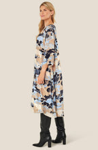 MaNabia Steel Grey and Blue Silk Touch Dress
