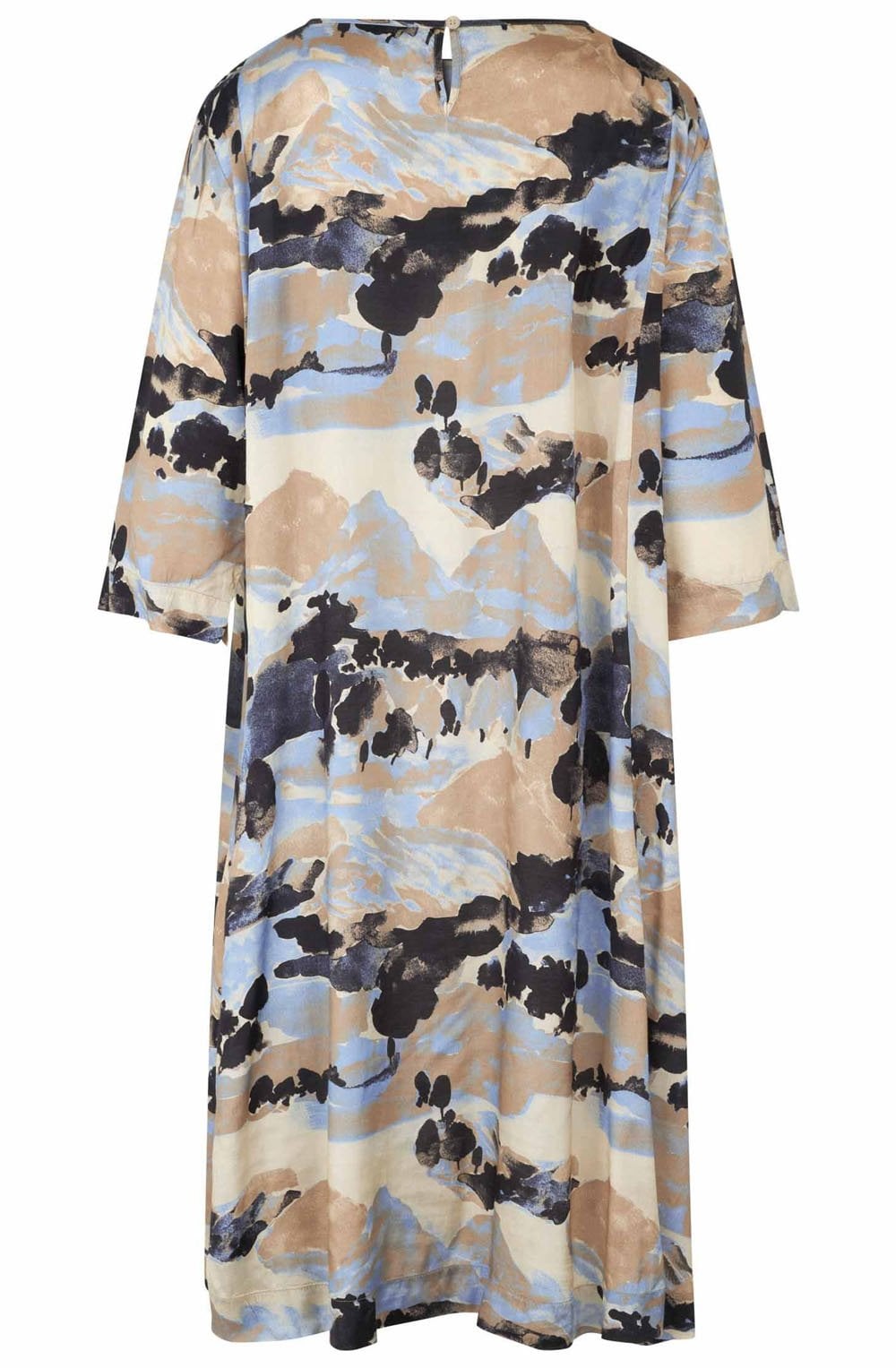 MaNabia Steel Grey and Blue Silk Touch Dress