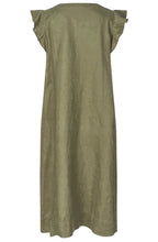 MaNajan Dusky Green Ruffle Sleeve Linen Dress