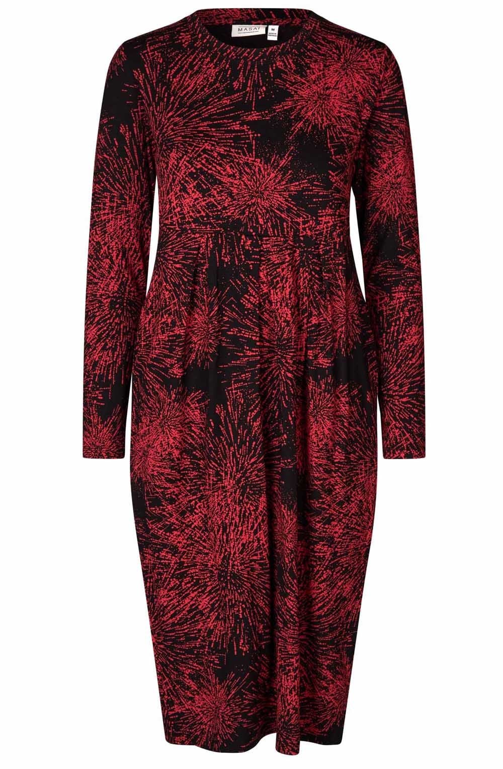 MaNamo Geranium Firework Fitted Jersey Dress
