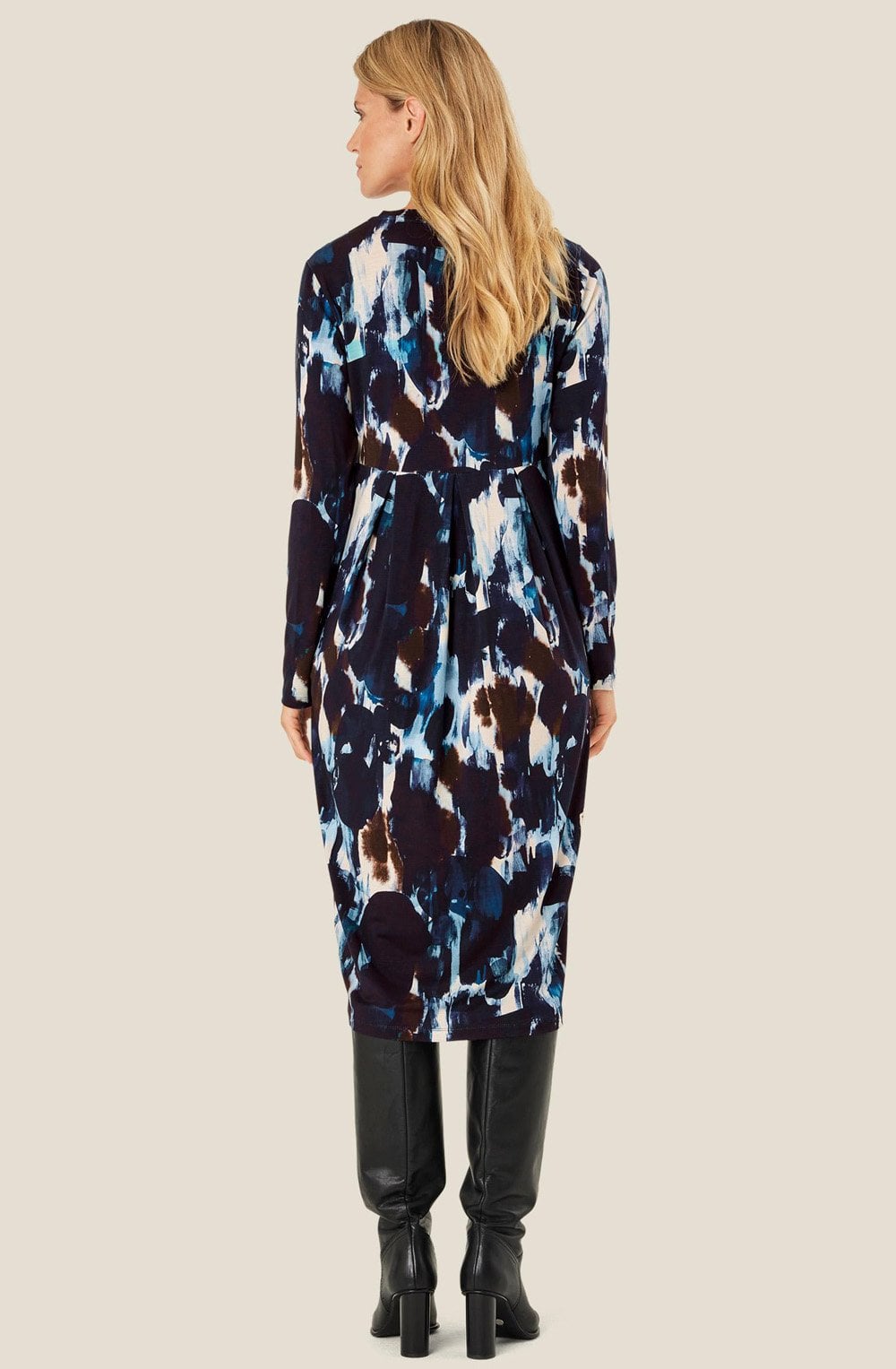 MaNamo Maritime Blue Fitted Jersey Dress