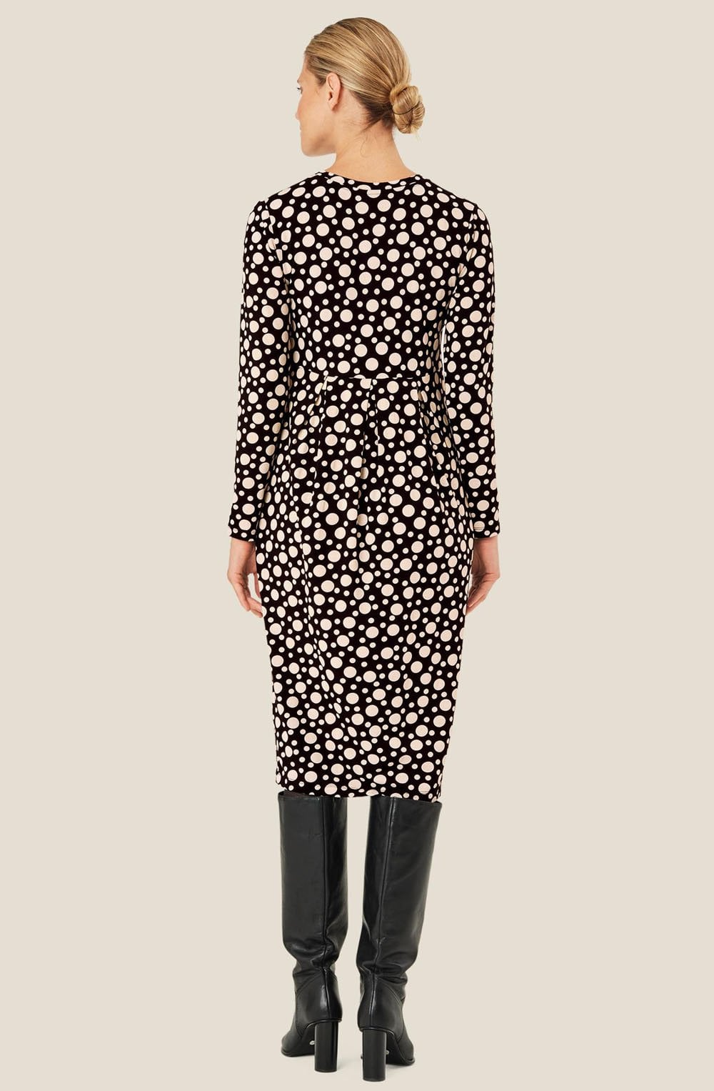 MaNamo Polka Dot Fitted Jersey Dress