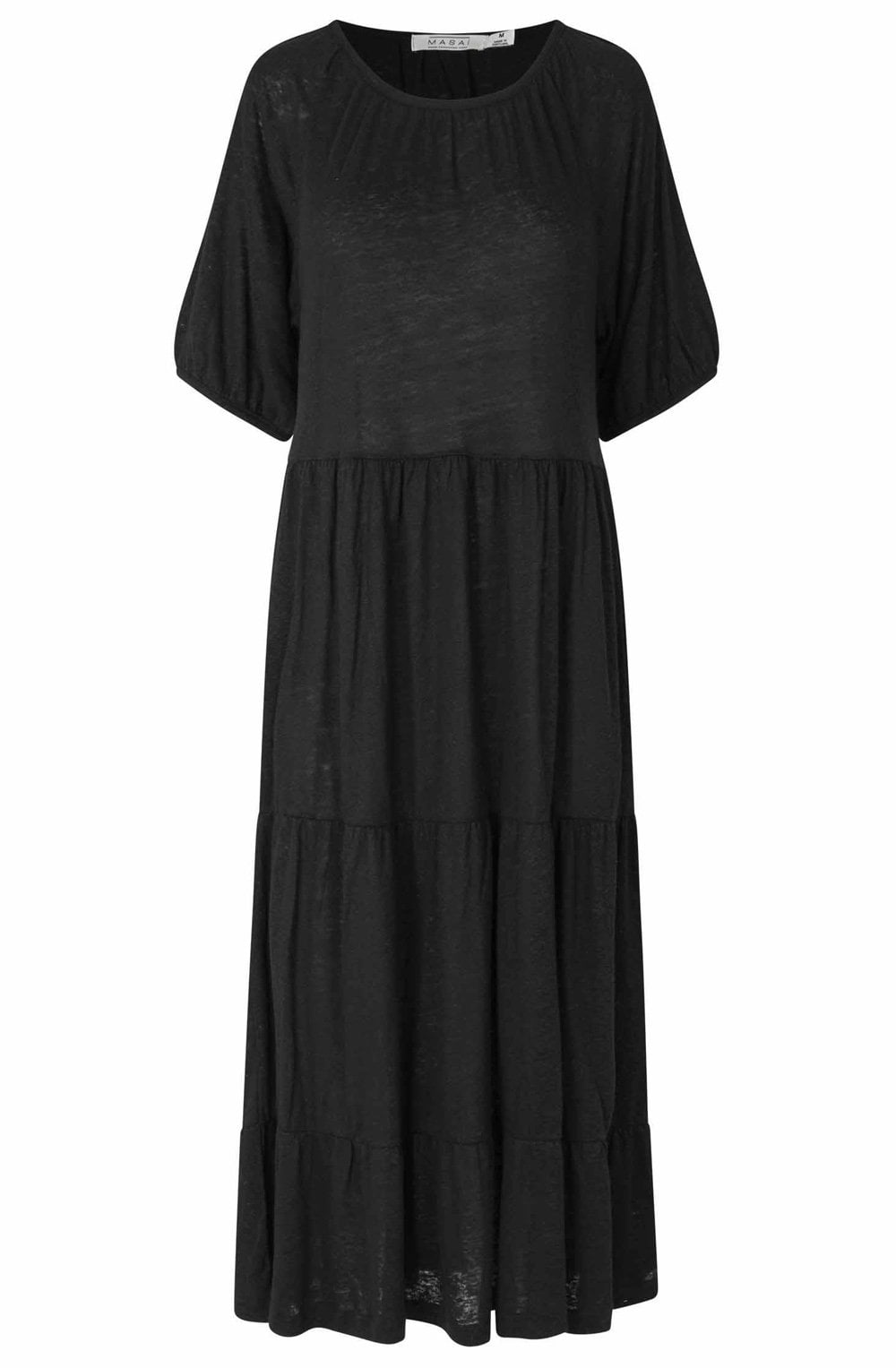 MaNancie Black Linen Mix Jersey Dress