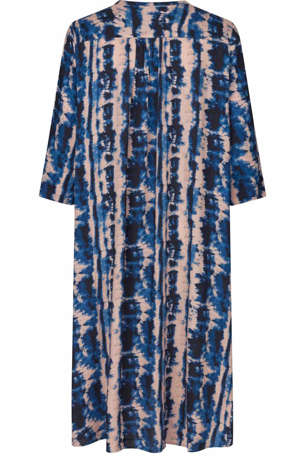 MaNantung Navy Peony Drawstring Neck Dress