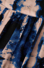MaNantung Navy Peony Drawstring Neck Dress