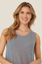 MaNellore Navy Peony Striped Linen Mix Dress