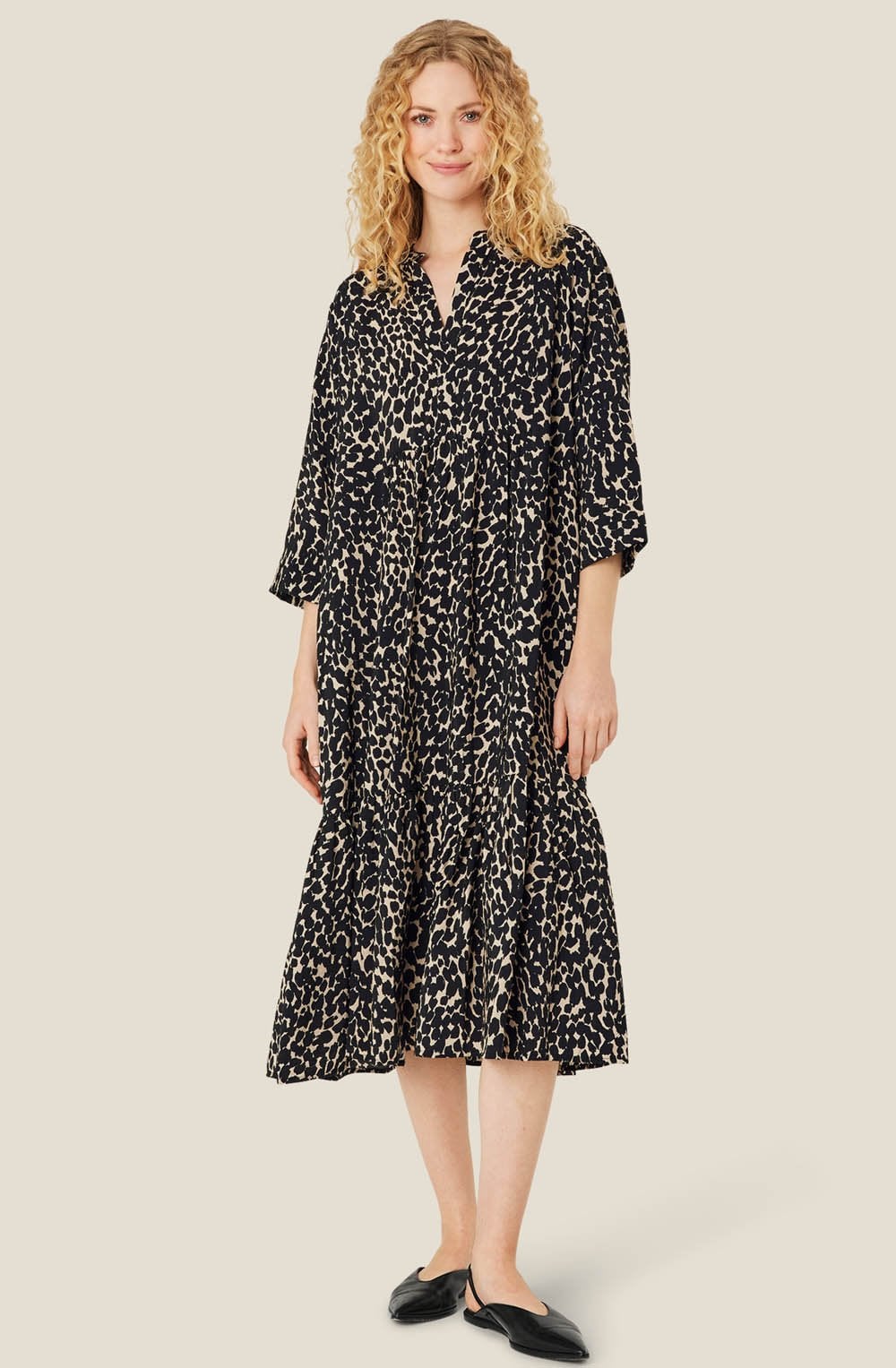 MaNitzan Black Print Dress