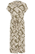 MaNovato Dusky Green Drawstring Waist Dress