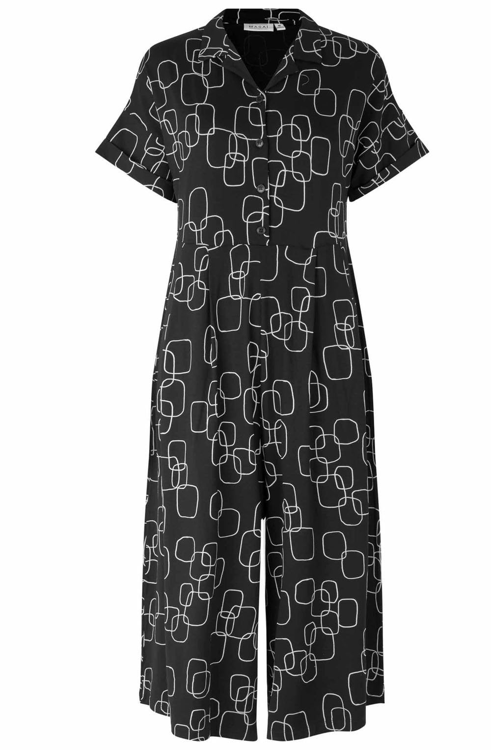 MaNydia Black Geometric Print Jersey Jumpsuit