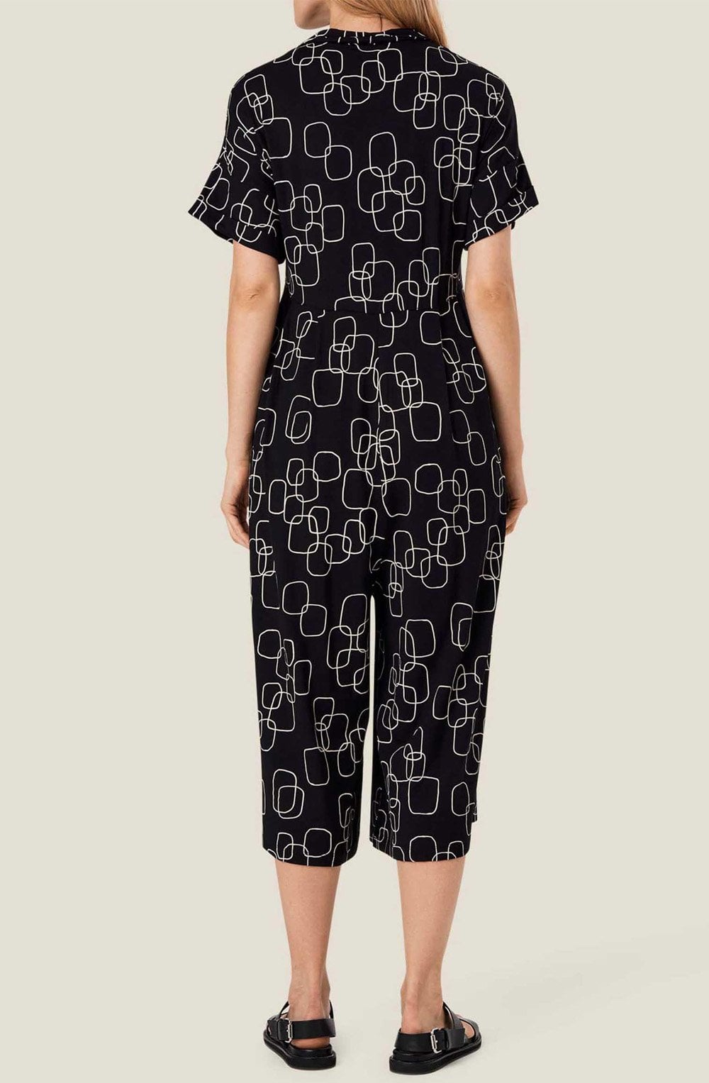 MaNydia Black Geometric Print Jersey Jumpsuit