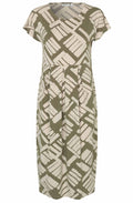 MaOlnia Dusky Green Bold Print Jersey Dress