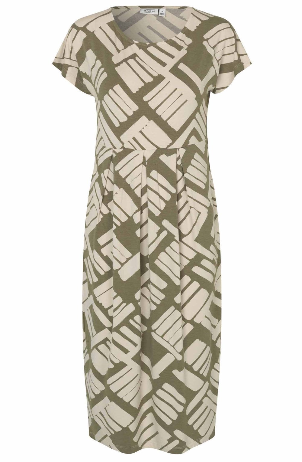 MaOlnia Dusky Green Bold Print Jersey Dress