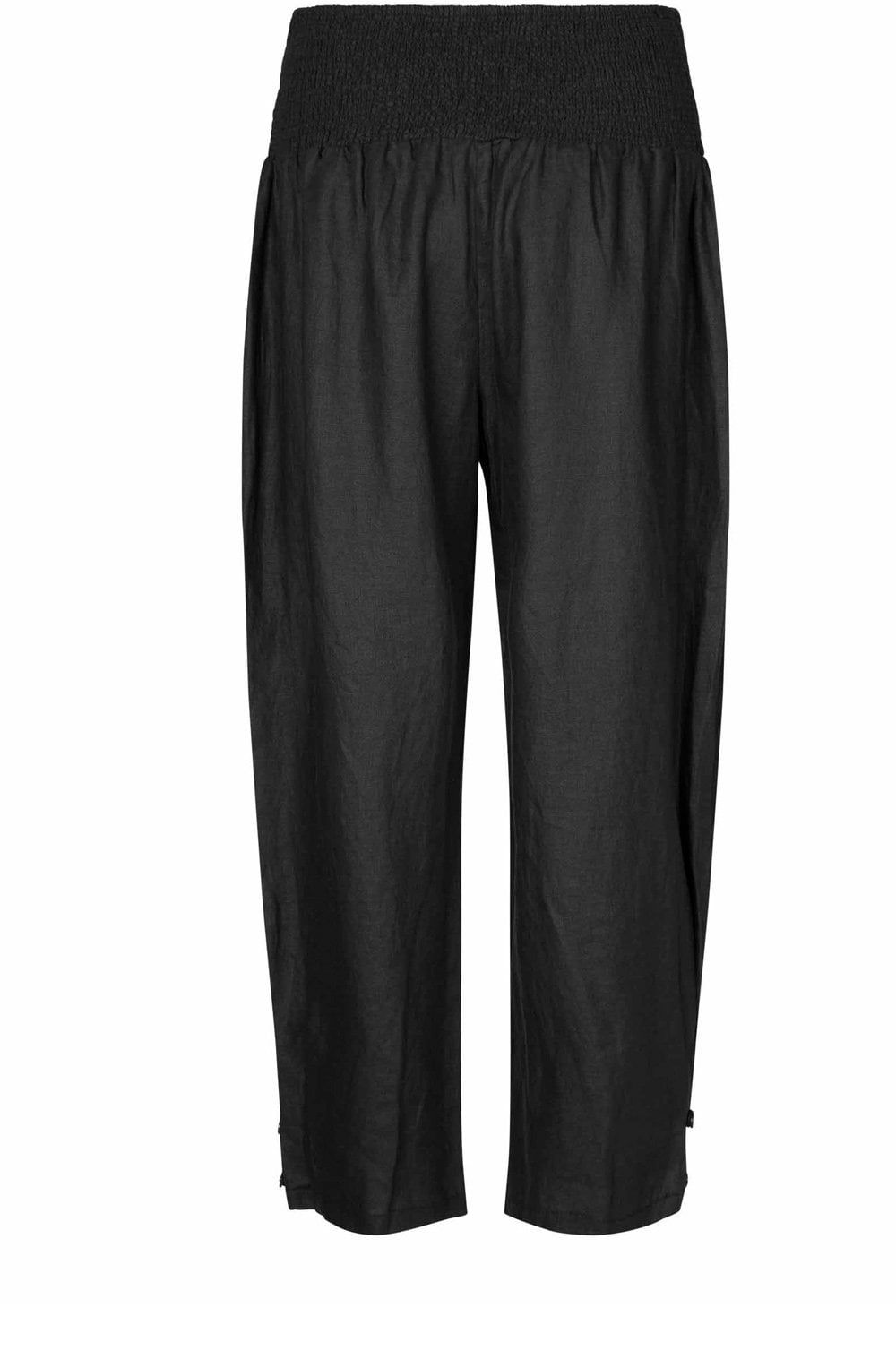 MaPenna Black Linen Ankle Length Trousers