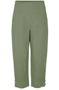 MaPenna Lichen Green Linen Ankle Length Trousers