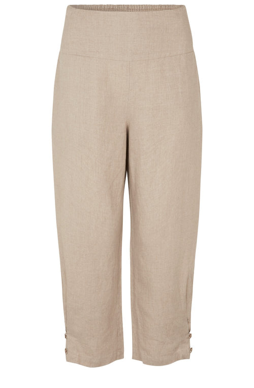 MaPenna Natural Linen Ankle Length Trousers
