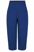 MaPenna Navy Peony Linen Ankle Length Trousers