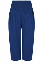 MaPenna Navy Peony Linen Ankle Length Trousers
