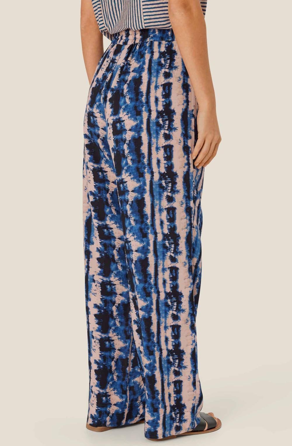 MaPeonos Navy Peony Wide Leg Trousers