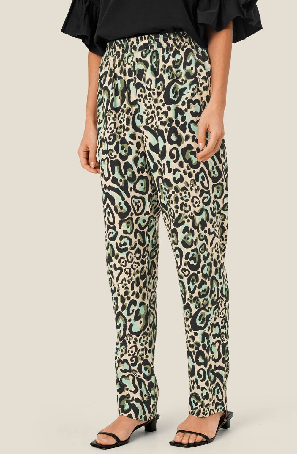 MaPless Lichen Green Animal Print Trousers