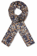 Maritime Blue Floral Print Along Scarf