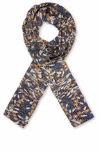 Maritime Blue Floral Print Along Scarf