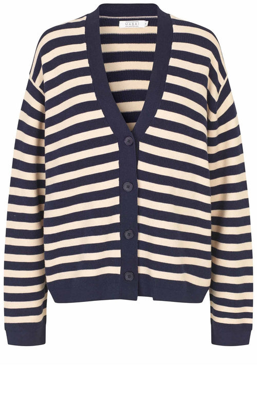 Maritime Blue Striped Lavender Cardigan