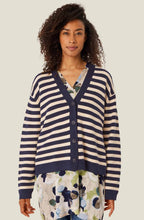 Maritime Blue Striped Lavender Cardigan