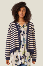 Maritime Blue Striped Lavender Cardigan