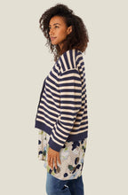 Maritime Blue Striped Lavender Cardigan