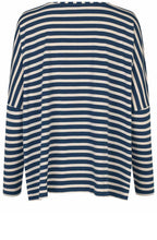Moonlit Ocean Striped Oversized Batwing Jersey Top