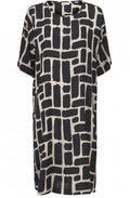 Nabi Black & Cream Bold Print Dress