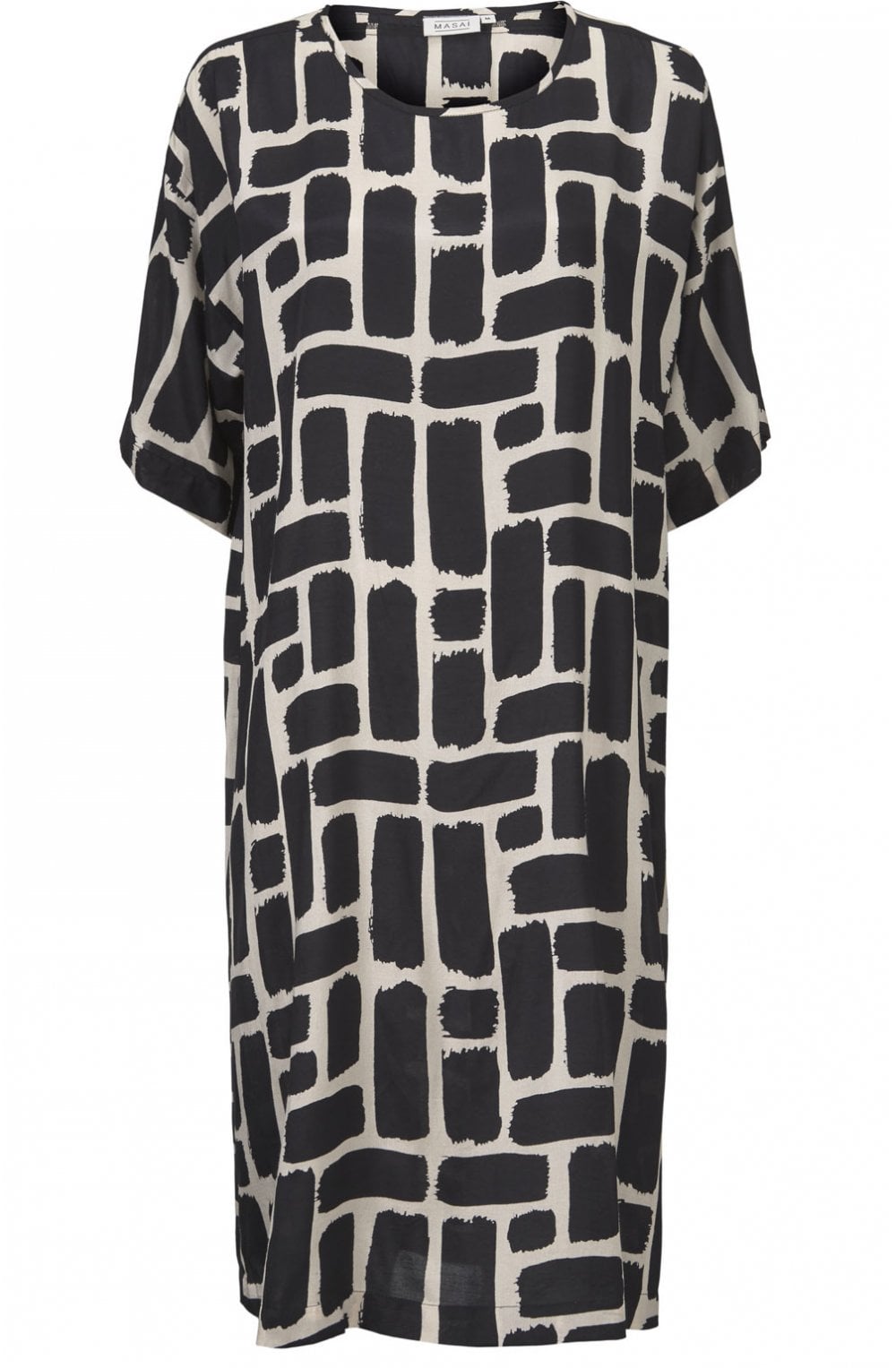 Nabi Black & Cream Bold Print Dress