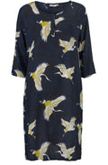 Nadia Navy Crane Print Dress