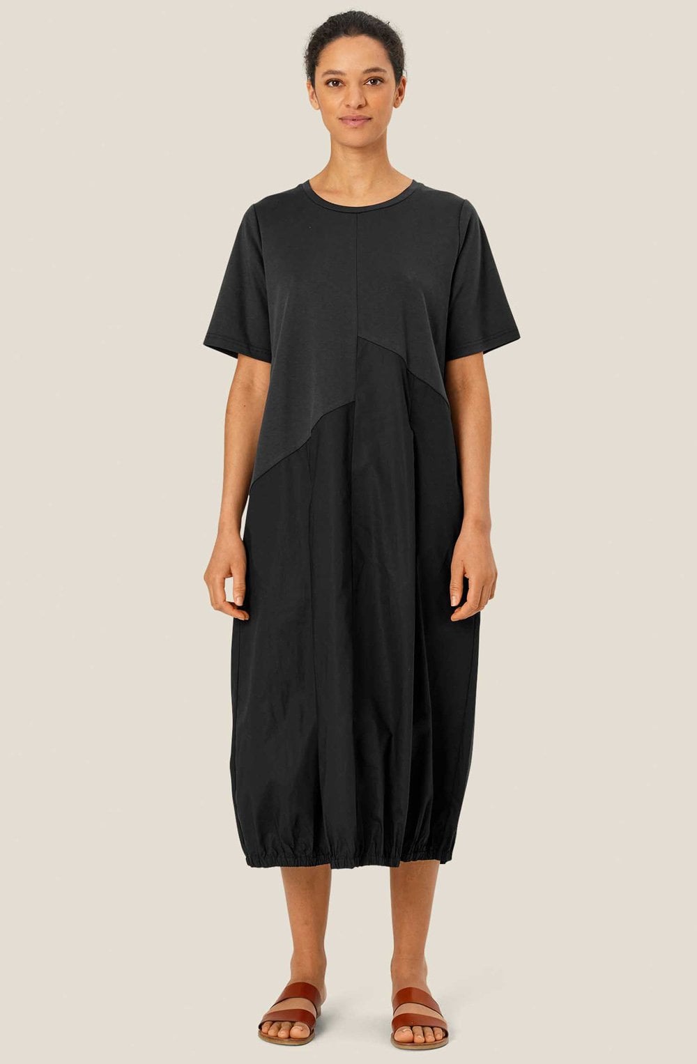 Naholin Black Asymmetric Tulip Dress